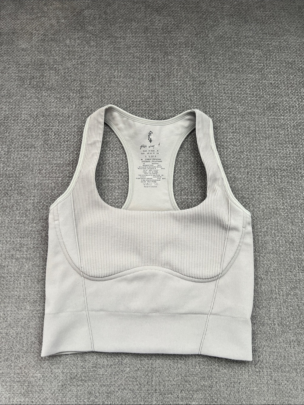FP Movement by Free People Ribbed Racerback Crop Tank - Light Cream